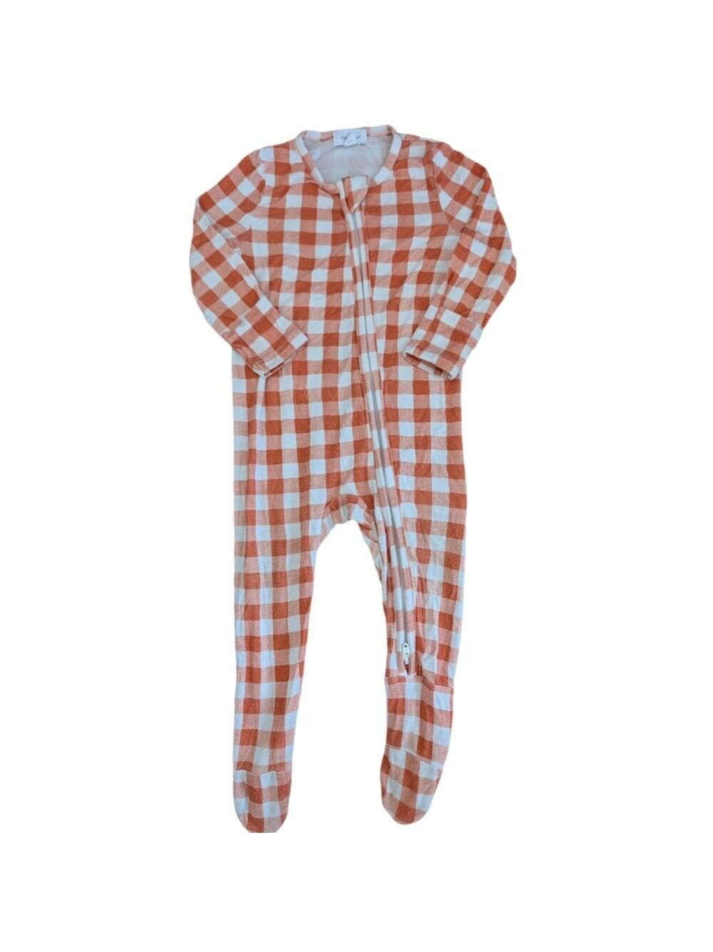 Angel Dear Orange Checkered Footie Sleeper 6-9m